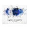 Royal Blue White Silver Floral Save the Date