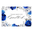 Royal Blue White Silver Floral Sign our Guestbook 