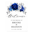 Royal Blue White Silver Floral Wedding Welcome