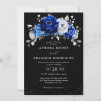 Royal Blue White Silver Metallic black Wedding    