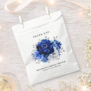 Royal Blue White Silver Metallic  Bridal Shower Favour Bags