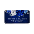 Royal Blue White Silver Metallic Floral Wedding La