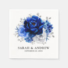 Royal Blue White Silver Metallic Floral Wedding