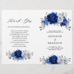 Royal Blue White Silver Metallic Wedding Program<br><div class="desc">Elegant royal blue white silver theme wedding program featuring elegant bouquet of royal blue,  Navy,  silver,  pure white colour rose flowers buds and sage green eucalyptus leaves. Please contact me for any help in customisation or if you need any other product with this design.</div>