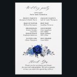 Royal Blue White Silver Metallic Wedding Program<br><div class="desc">Elegant royal blue white silver theme wedding program featuring elegant bouquet of royal blue,  Navy,  silver,  pure white colour rose flowers buds and sage green eucalyptus leaves. Please contact me for any help in customisation or if you need any other product with this design.</div>