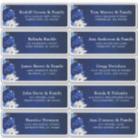 Royal Blue White Silver Wedding Guest Address Stic<br><div class="desc">Elegant royal blue white silver theme wedding guest address sticker label featuring elegant bouquet of royal blue,  Navy,  silver,  pure white colour rose flowers buds and sage green eucalyptus leaves. Please contact me for any help in customisation or if you need any other product with this design.</div>