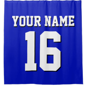 Royal Blue White Sports Jersey Team Jersey Shower Curtain