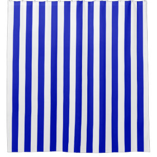 Royal Blue White Vertical Stripe NL #0 Shower Curtain