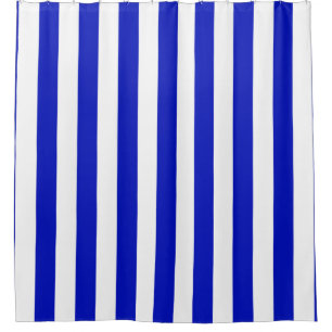 Royal Blue White Vertical Stripe NL #1 Shower Curtain