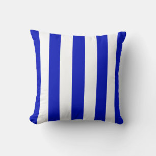 Royal Blue White XL Stripes Pattern Cushion