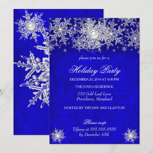 Royal Blue Winter Wonderland Holiday Party Invitation