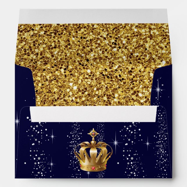 Royal Blue with Crown Blue & Gold Envelope (Back (Bottom))