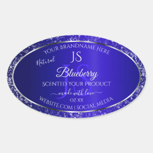 Royal Blue with Glitter Initials Product Labels