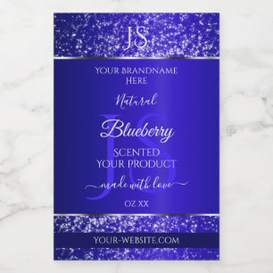 Royal Blue with Glitter Initials Product Labels