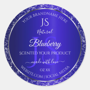 Royal Blue with Glitter Initials Product Labels