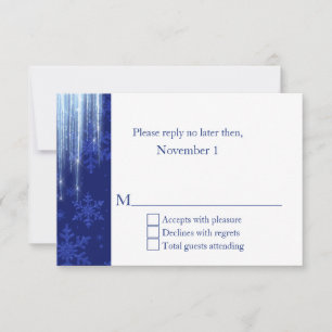 Royal Blue with Icicles Winter Wedding RSVP Card