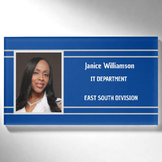 Royal Blue with White Stripes Name and Photo Tag