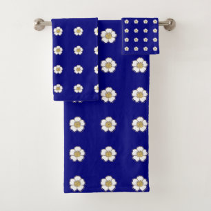 royal blue yellow and white Buttercup Flowers Bath Towel Set
