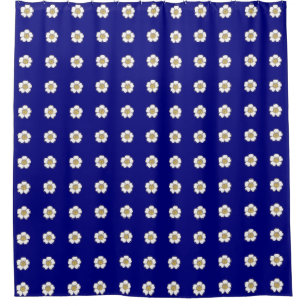 royal blue yellow and white Buttercup Flowers Shower Curtain
