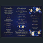 Royal Blue Yellow Gold Floral Wedding Program<br><div class="desc">Elegant royal blue gold theme wedding program featuring elegant bouquet of royal blue,  Navy,  gold,  yellow  colour rose flowers buds and eucalyptus leaves. Please contact me for any help in customisation or if you need any other product with this design.</div>