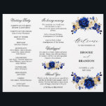 Royal Blue Yellow Gold Floral Wedding Program<br><div class="desc">Elegant royal blue gold theme wedding program featuring elegant bouquet of royal blue,  Navy,  gold,  yellow  colour rose flowers buds and eucalyptus leaves. Please contact me for any help in customisation or if you need any other product with this design.</div>