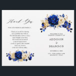 Royal Blue Yellow Gold Floral Wedding Program<br><div class="desc">Elegant royal blue gold theme wedding program featuring elegant bouquet of royal blue,  Navy,  gold,  yellow  colour rose flowers buds and eucalyptus leaves. Please contact me for any help in customisation or if you need any other product with this design.</div>