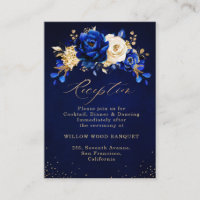 Royal Blue Yellow Gold Floral Wedding Reception En