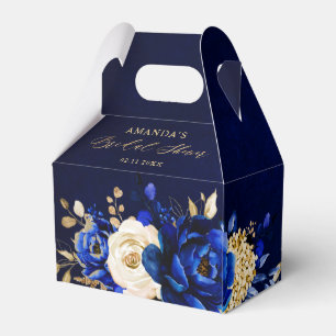 Royal Blue Yellow Gold Metallic Bridal Shower Favo Favour Box