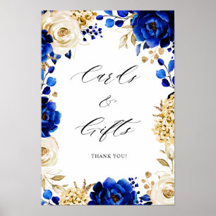 Royal Blue Yellow Gold Metallic Cards & Gifts Poster