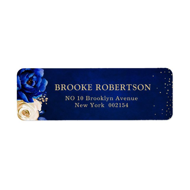 Royal Blue Yellow Gold Metallic Floral Wedding (Front)