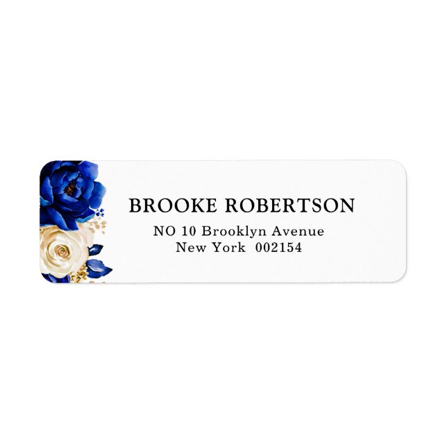 Royal Blue Yellow Gold Metallic Floral Wedding (Front)