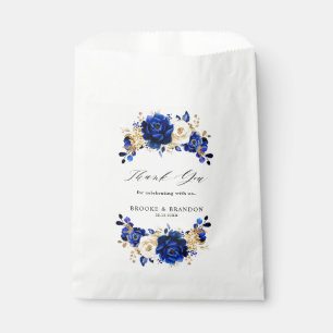 Royal Blue Yellow Gold Metallic Floral Wedding Favour Bags