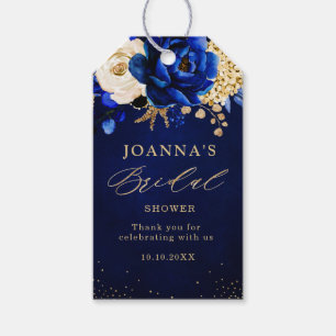 Royal Blue Yellow Gold Metallic Floral Wedding Gif Gift Tags