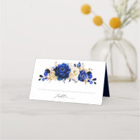 Royal Blue Yellow Gold Metallic Floral Wedding