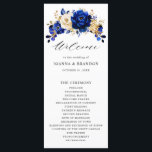 Royal Blue Yellow Gold Metallic Floral Wedding Programme<br><div class="desc">Elegant royal blue gold theme wedding program featuring elegant bouquet of royal blue,  Navy,  gold,  yellow  colour rose flowers buds and eucalyptus leaves. Please contact me for any help in customisation or if you need any other product with this design.</div>