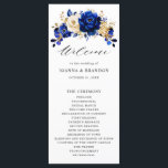Royal Blue Yellow Gold Metallic Floral Wedding Programme<br><div class="desc">Elegant royal blue gold theme wedding program featuring elegant bouquet of royal blue,  Navy,  gold,  yellow  colour rose flowers buds and eucalyptus leaves. Please contact me for any help in customisation or if you need any other product with this design.</div>