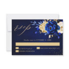 Royal Blue Yellow Gold Metallic Floral Wedding RSV