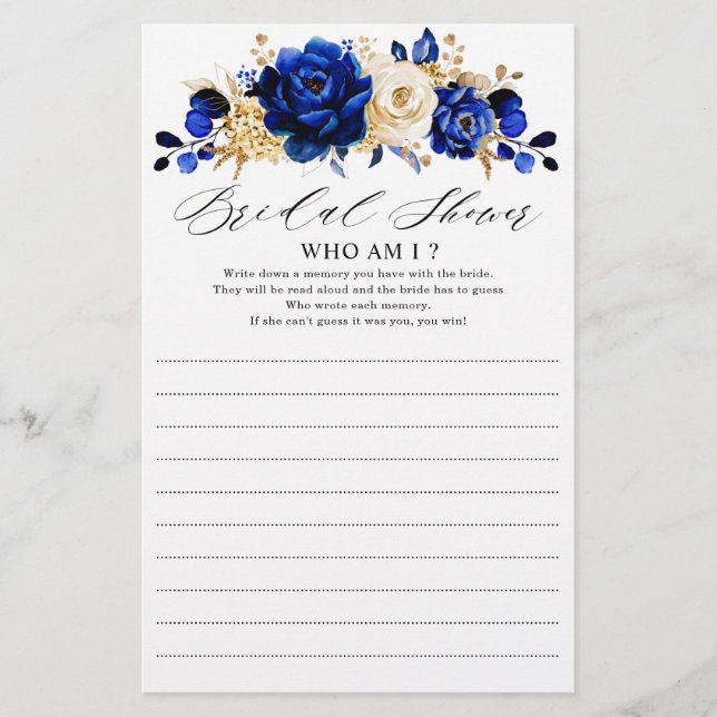 Royal Blue Yellow Gold Metallic Who Am I Game      (Front)