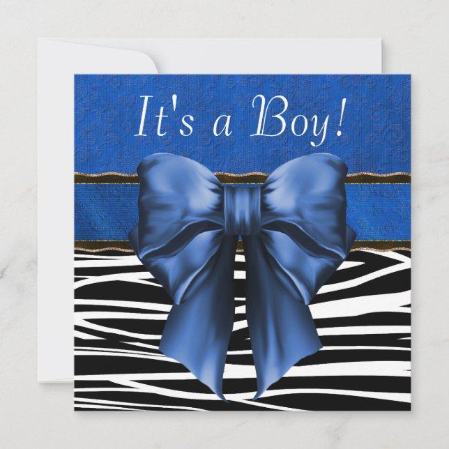 Royal Blue Zebra Baby Shower Invitation (Front)