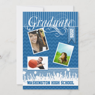 Royal Blue Zig Zag Senior Picture Class of Announcement