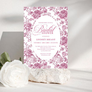 Royal Blush Velvet Rose Pattern Bridal Shower  Invitation