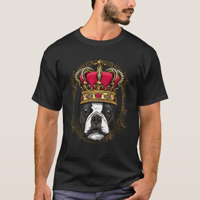 Royal Boston Terrier King Queen Princess Puppy Pet T-Shirt (Front)