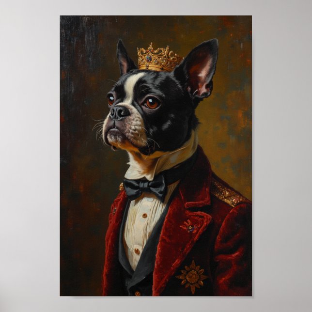 Royal Boston Terrier Portrait Poster (Front)