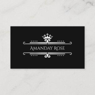 Royal Brand Name Rose Silver Black Frame Business Card