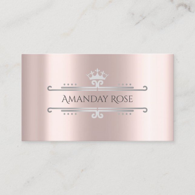 Royal Brand Name Rose Silver Grey Frame Business Card (Front)