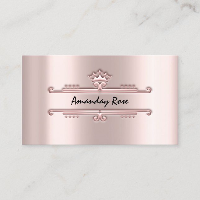Royal Brand Rose Professional Crown Frame Blush Business Card (Front)