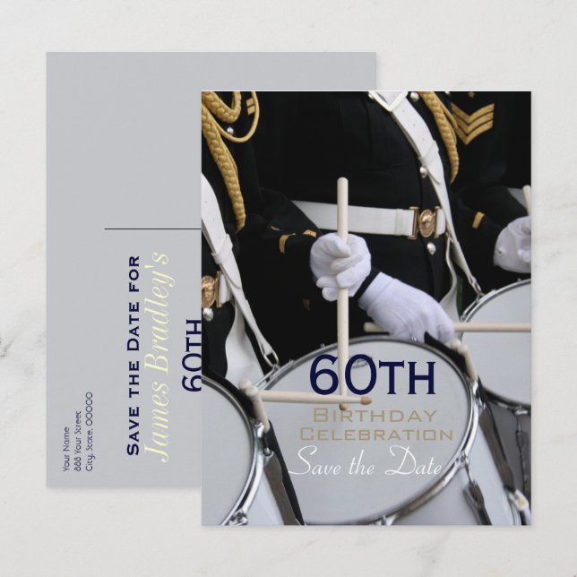 Royal British Band 60th Birthday Save the Date Announcement Postcard (Front/Back)