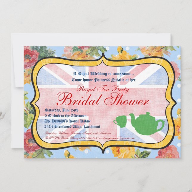 Royal British Bridal Shower Invitation (Front)