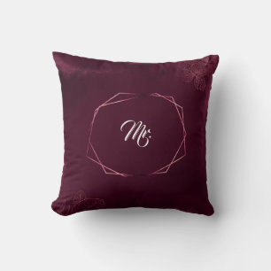Royal Burgundy Floral Geometric Wedding Cushion