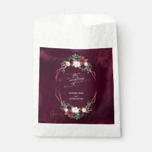 Royal Burgundy Floral Geometric Wedding Favour Bags